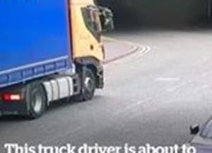 Truck driver gets stuck under low bridge